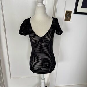 Giorgio Armani Sheer Striped Bodysuit Sz M